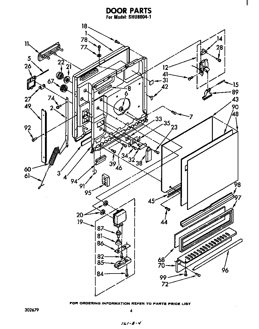 Whirlpool SHU80041 door diagram