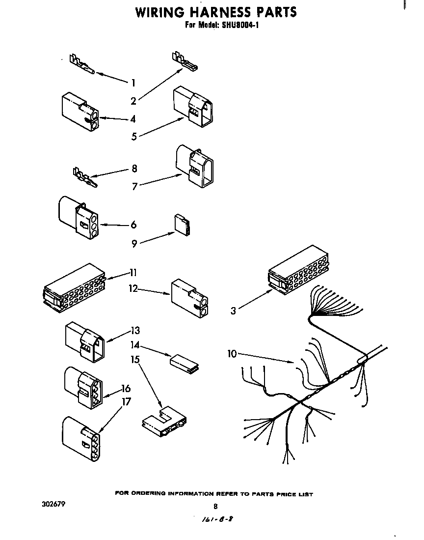 Whirlpool SHU80041 wiring harness diagram