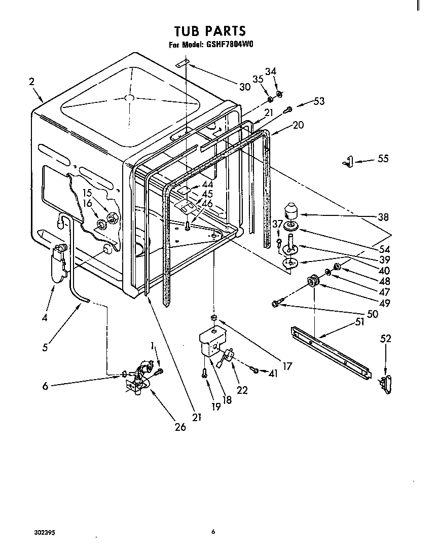 Whirlpool GSHF7804W0 tub diagram