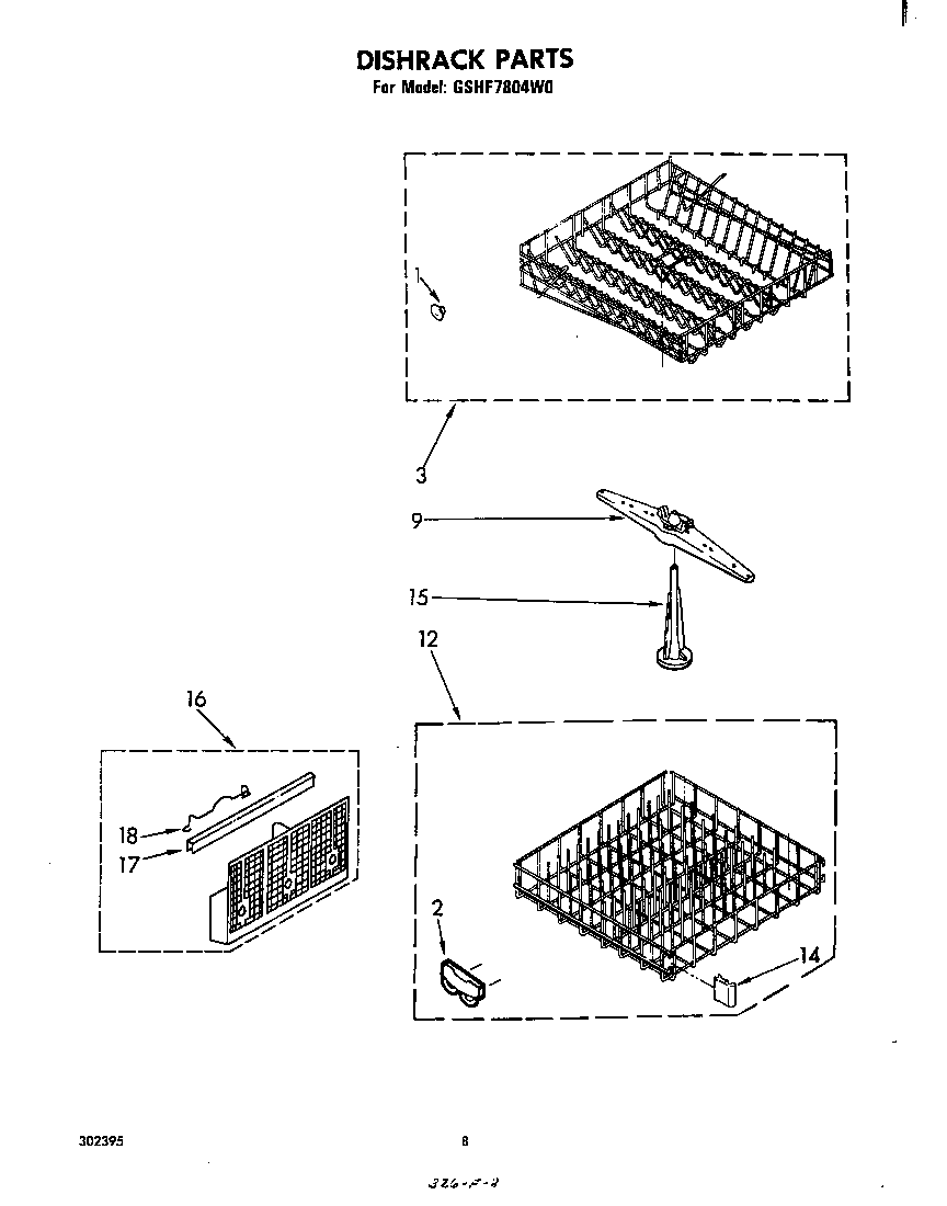 Whirlpool GSHF7804W0 dishrack diagram