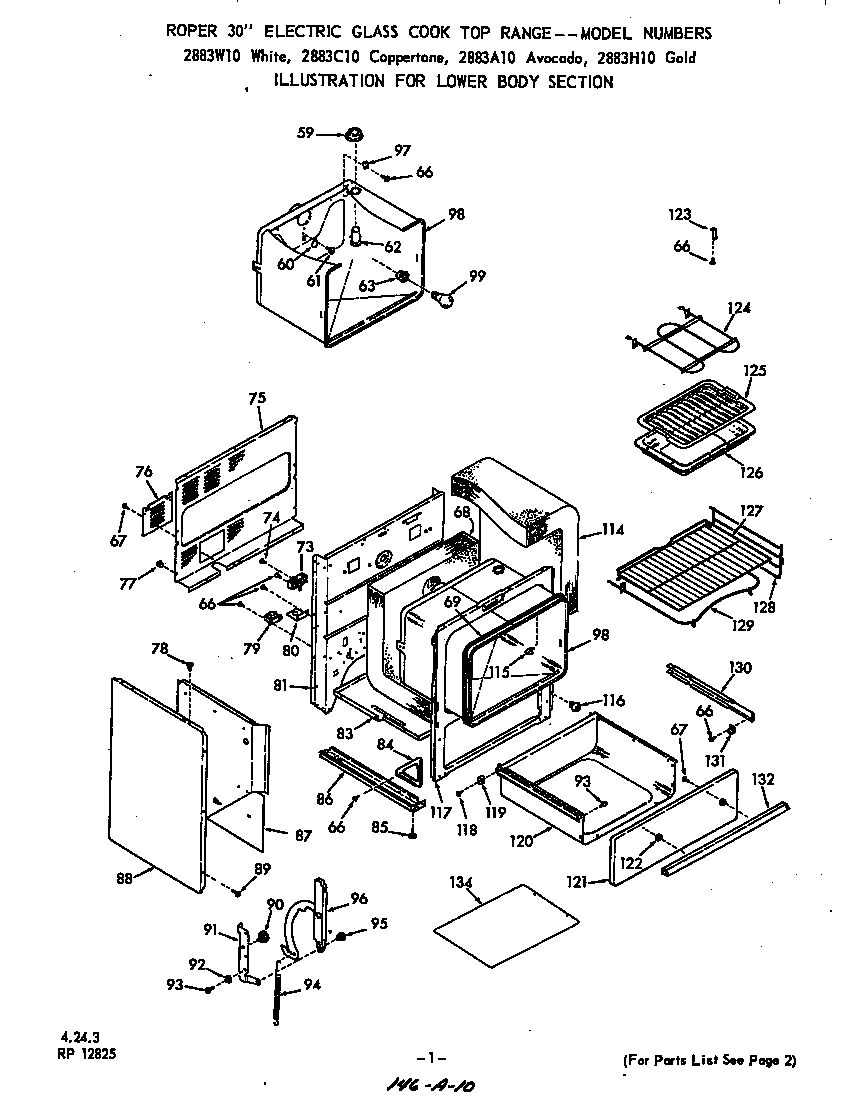 Roper 2883*10 lower body diagram