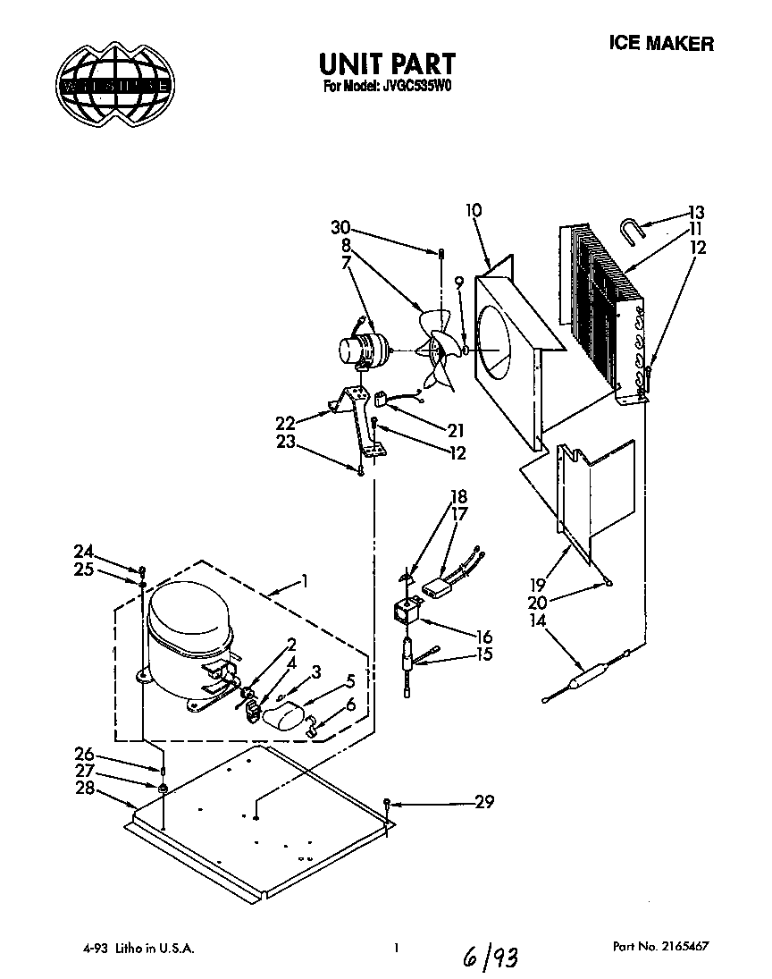 Whirlpool JVGC535W0 unit diagram