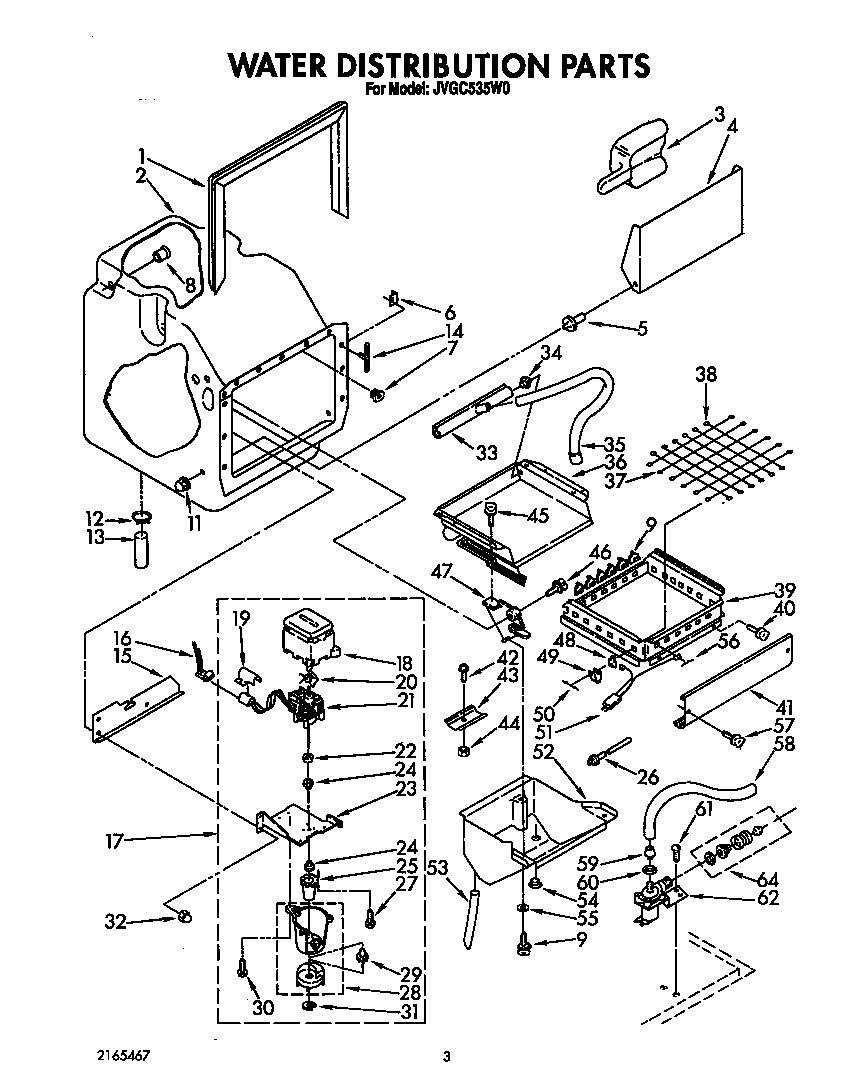 Whirlpool JVGC535W0 water distribution diagram