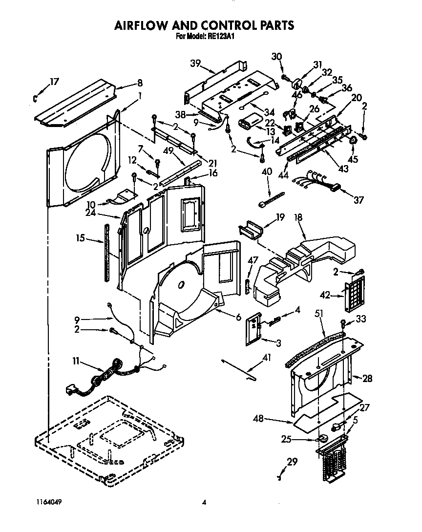 Whirlpool RE123A1 air flow and control diagram