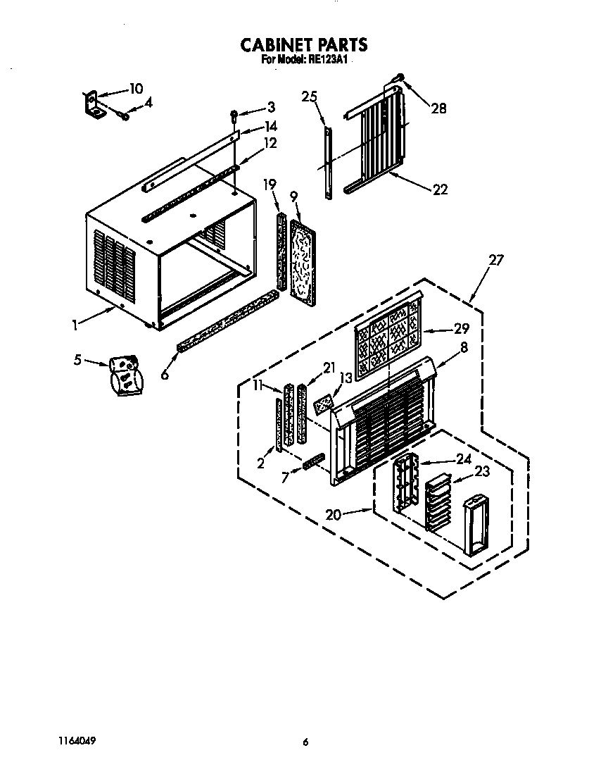 Whirlpool RE123A1 cabinet diagram