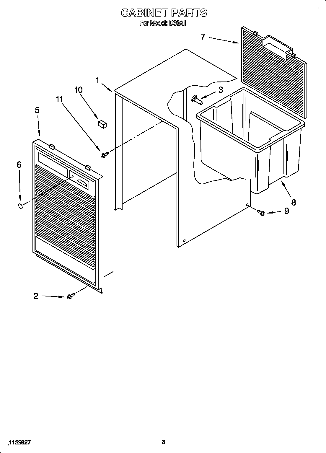 Whirlpool D30A1 cabinet diagram