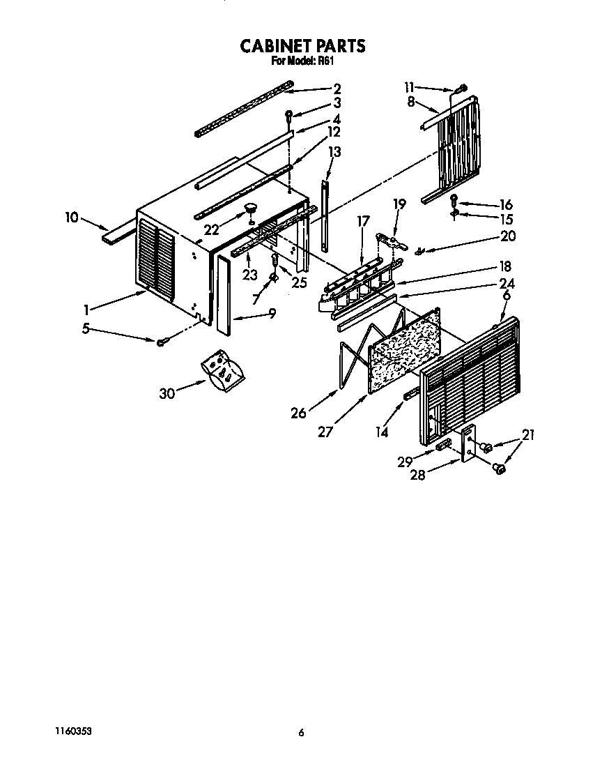 Whirlpool BFR61 cabinet diagram