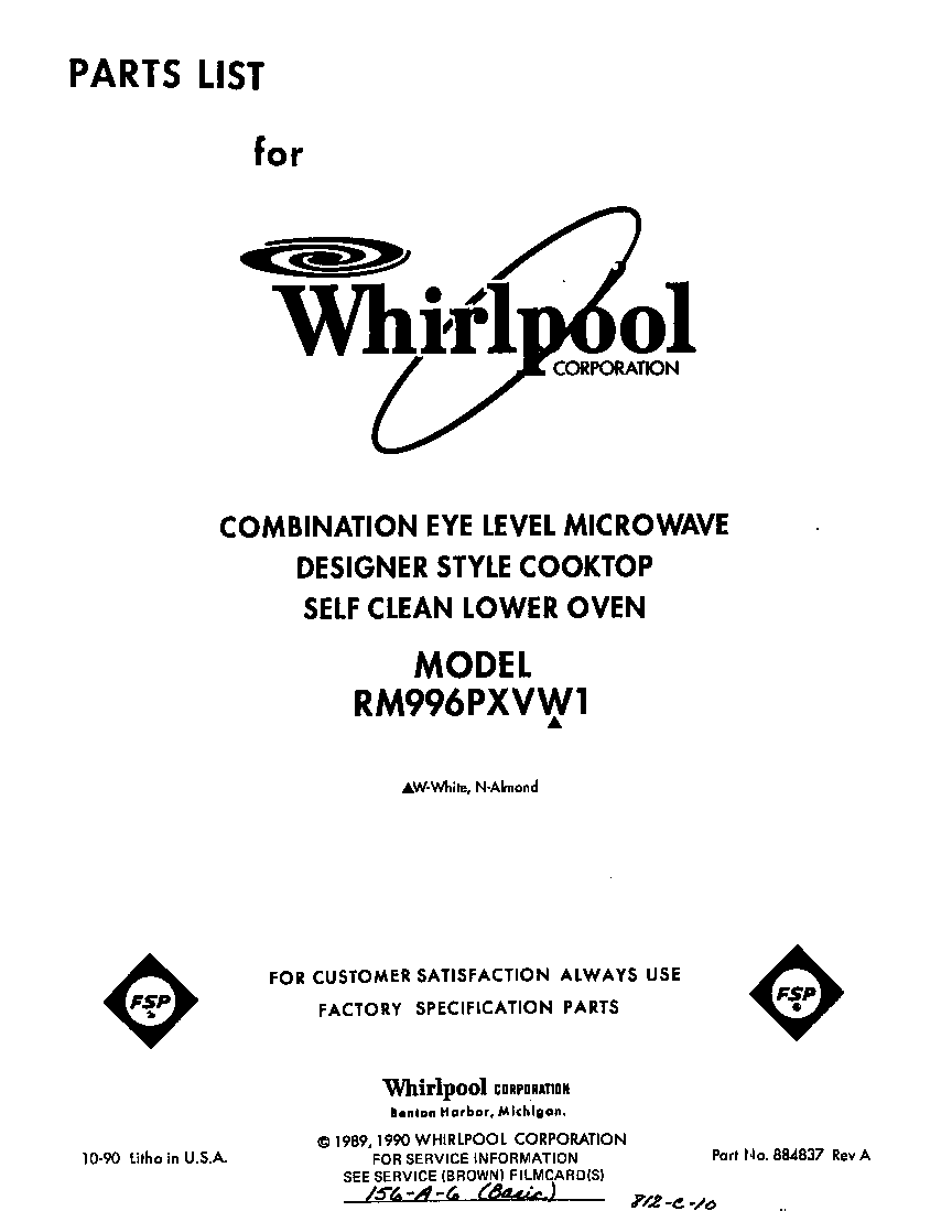 Roper 8585L10 coversheet diagram
