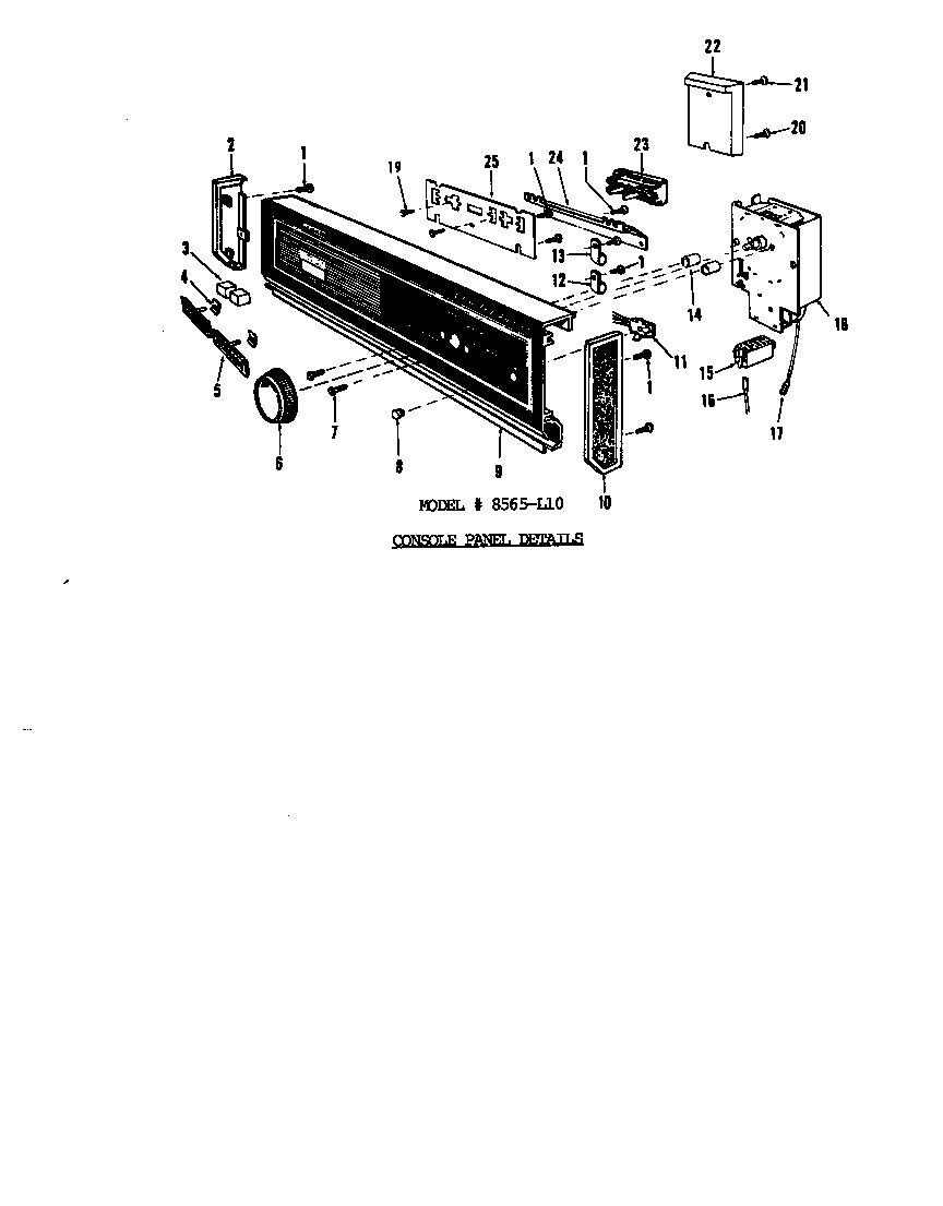 Roper 8585L10 ^console panel diagram