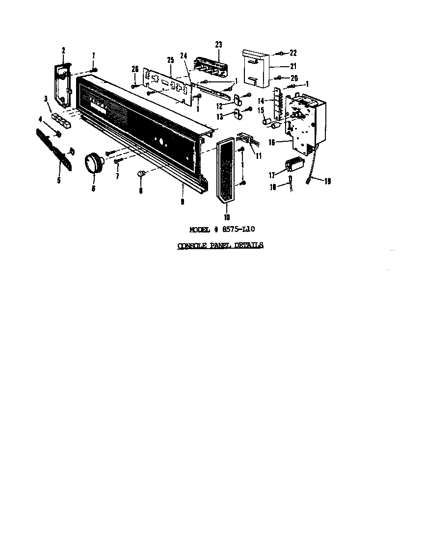 Roper 8585L10 ^console panel diagram