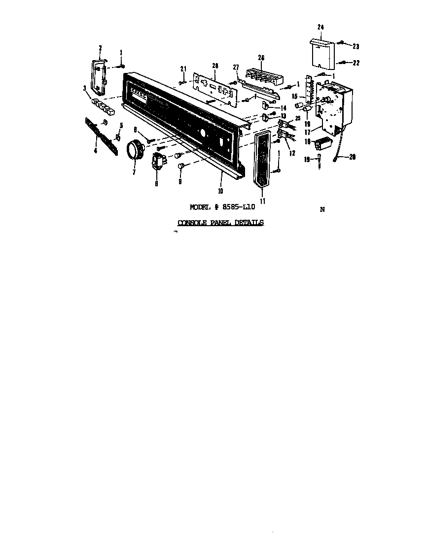 Roper 8585L10 ^console panel diagram