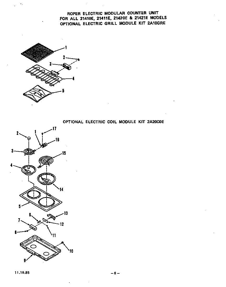 Roper 2141*0E ^electric grill module diagram