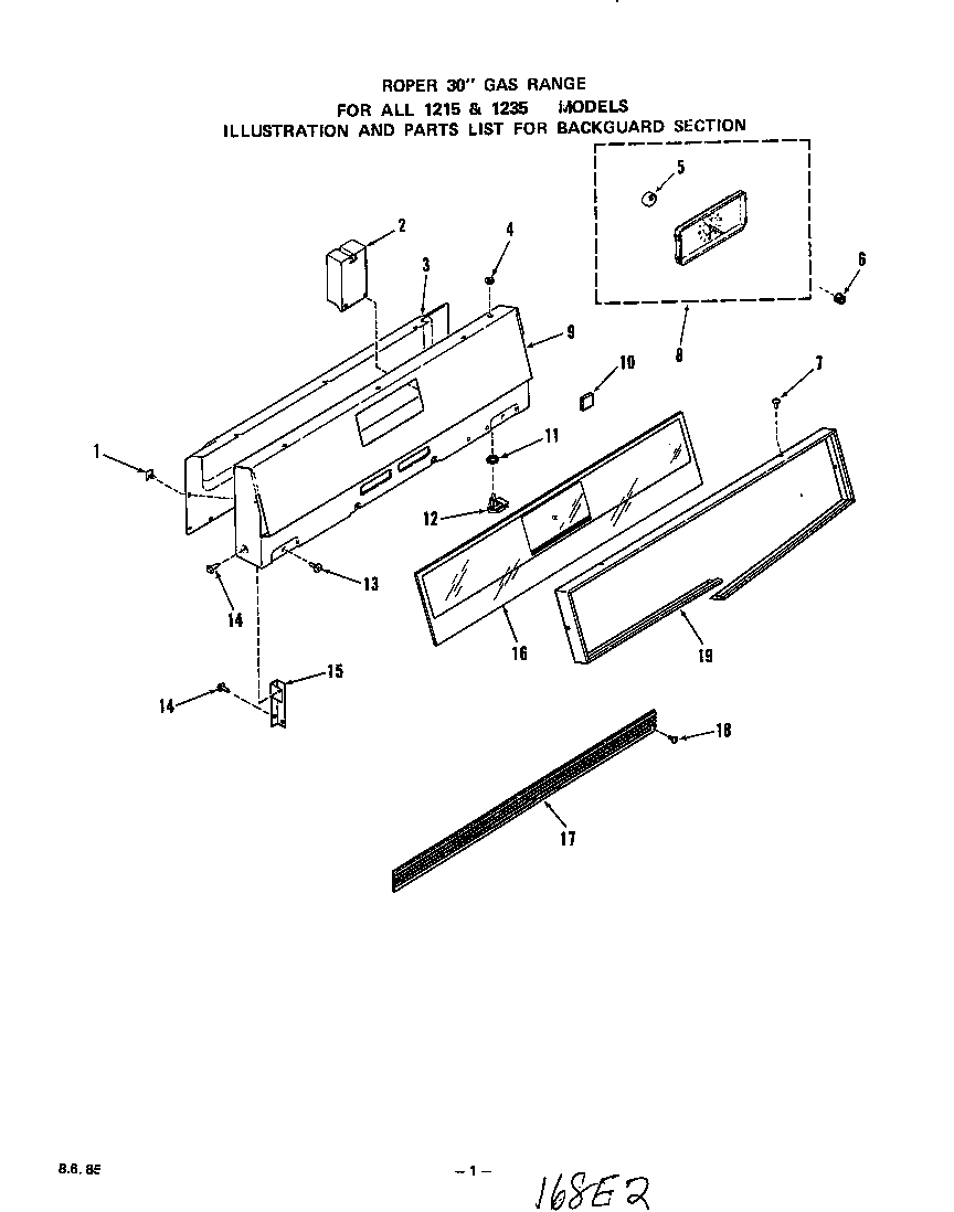 Roper 1235W0A backguard diagram