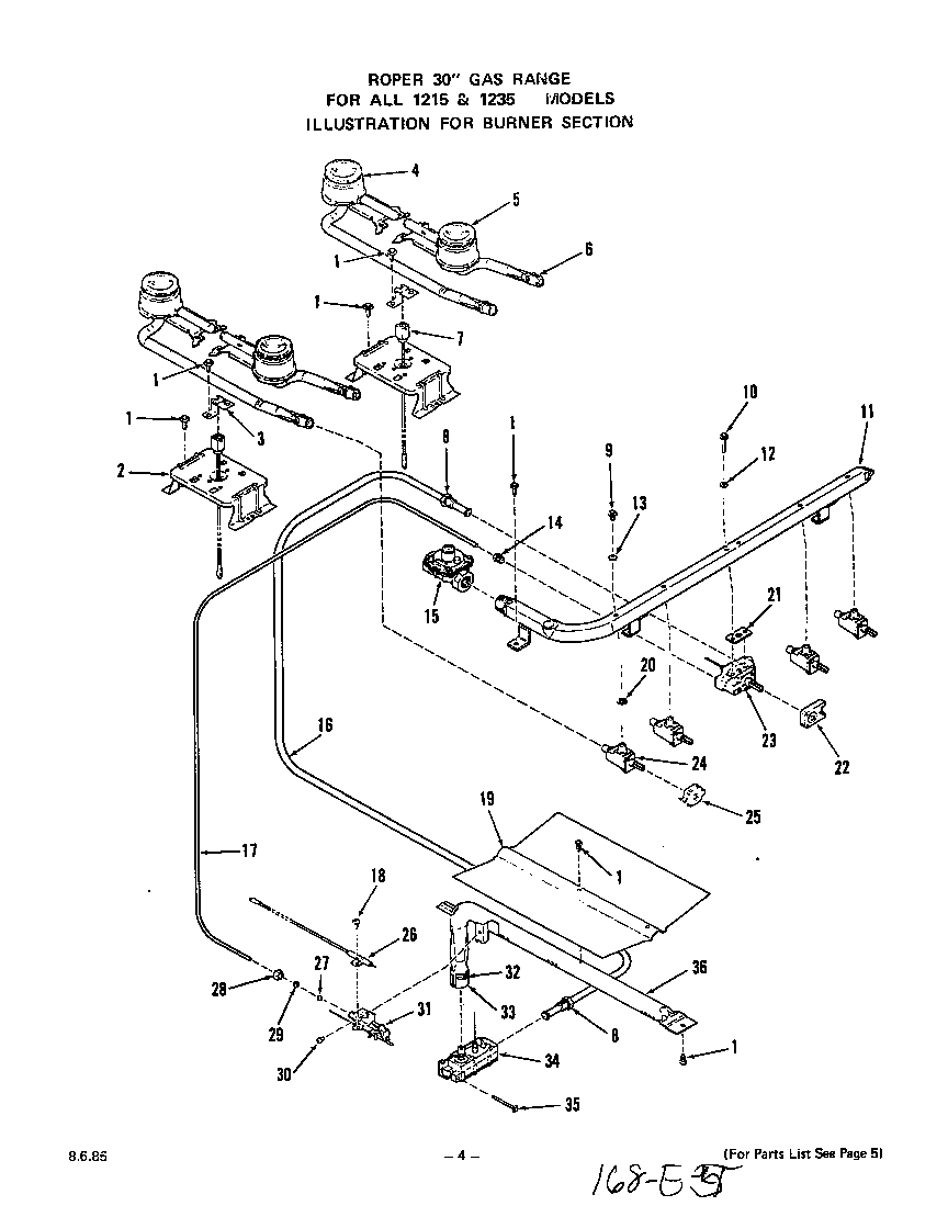 Roper 1235W0A burner diagram