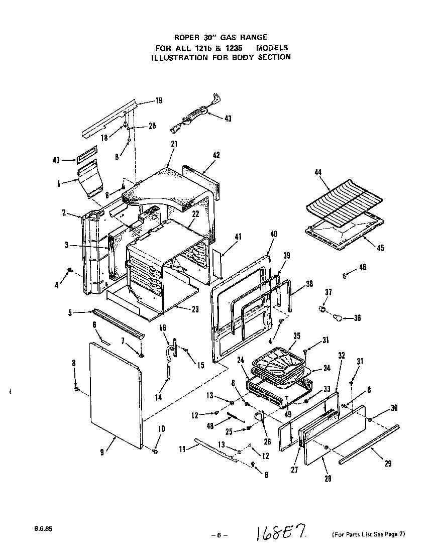 Roper 1235W0A body diagram