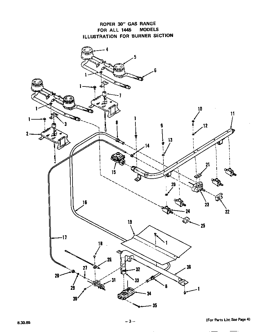 Roper 1445W0A burner diagram