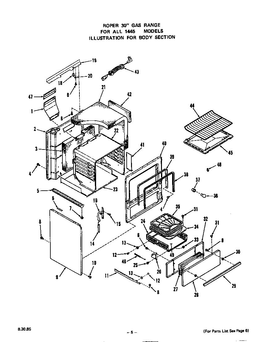 Roper 1445W0A body diagram