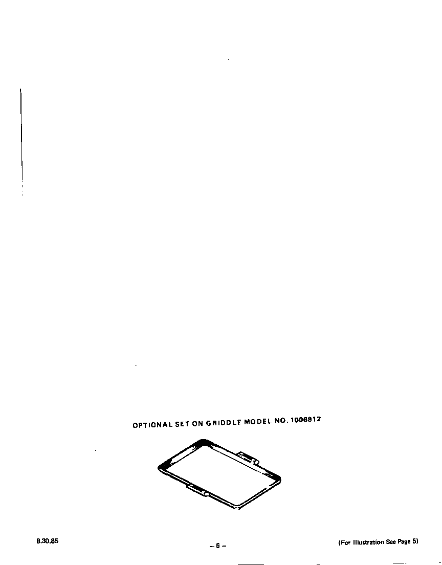 Roper 1445W0A optional griddle diagram