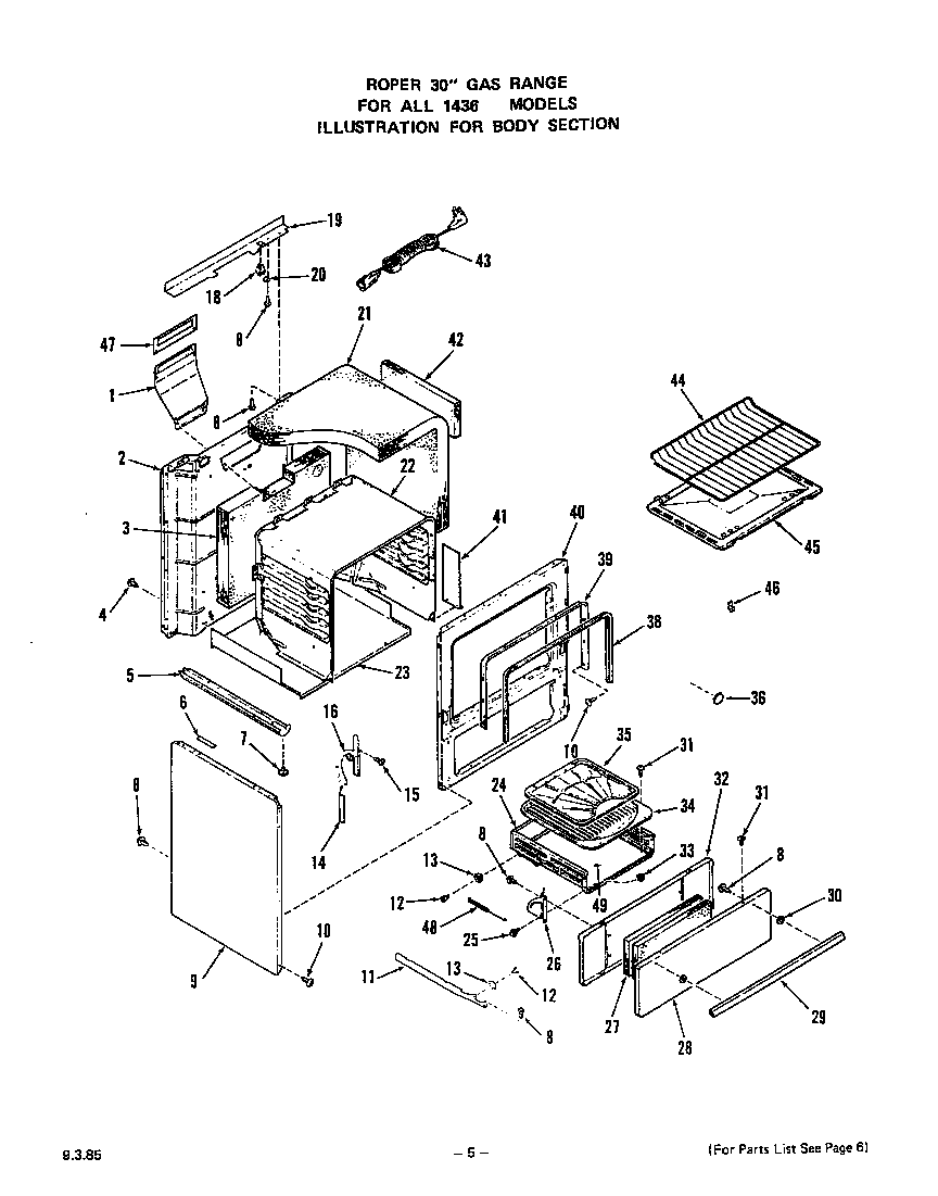 Roper 1436*0A body diagram