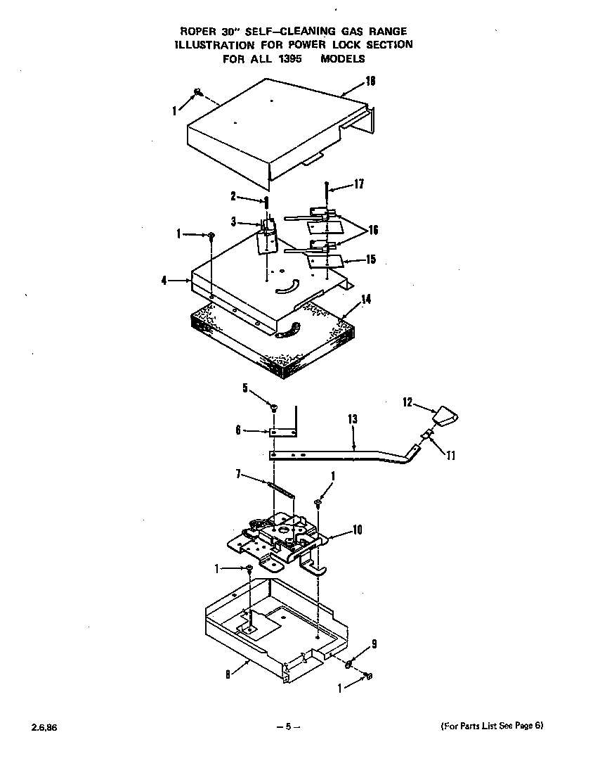 Roper 1395W2A power lock diagram