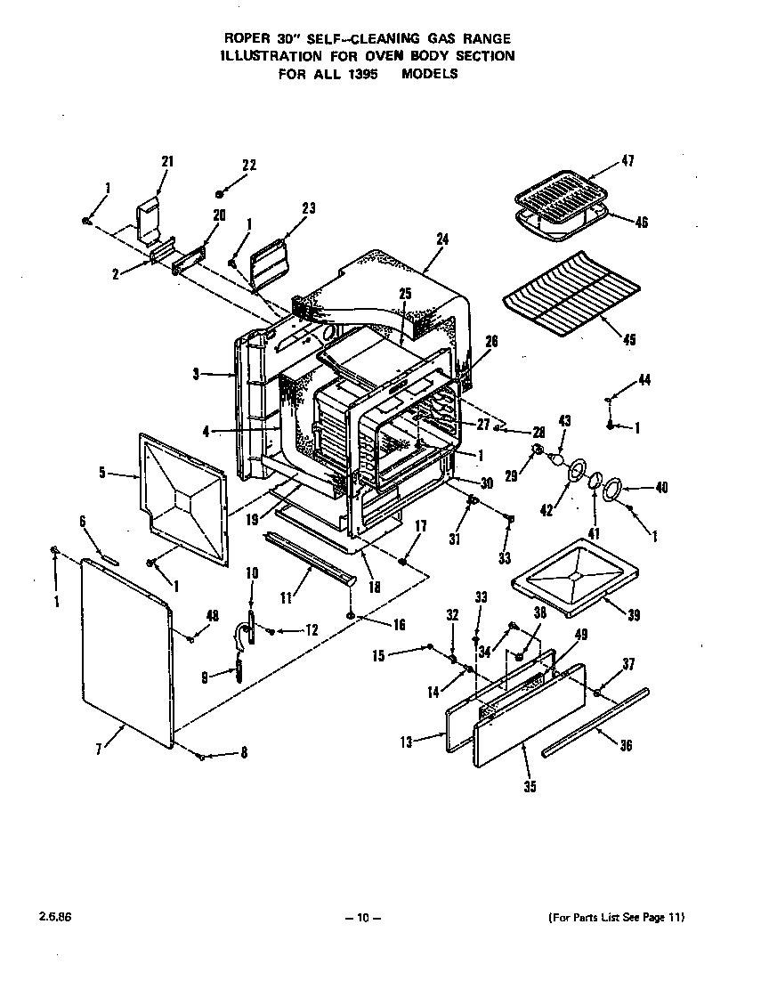 Roper 1395W2A oven body diagram