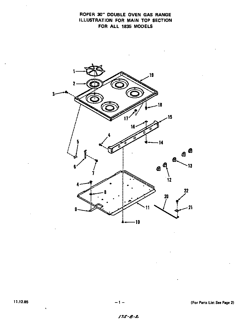 Roper 1835*2A main top diagram