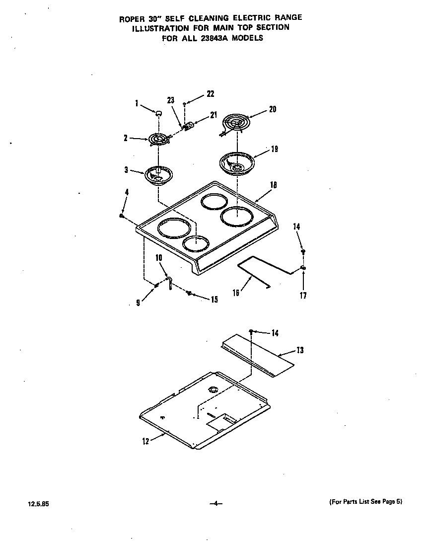 Roper 2384W3A main top diagram