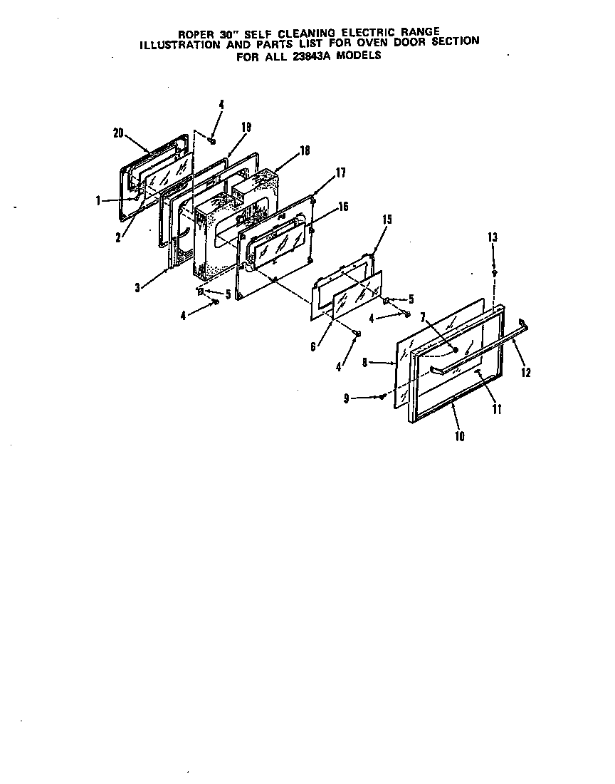 Roper 2384W3A oven door diagram