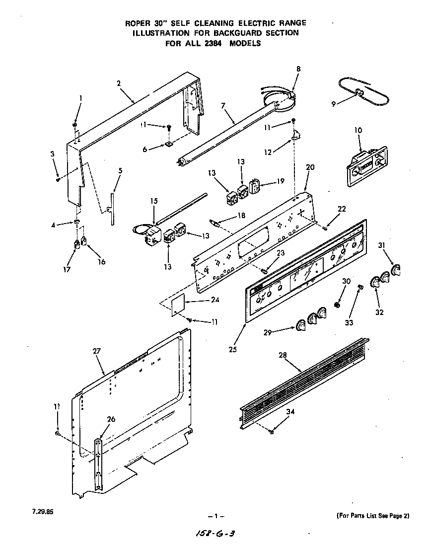 Roper 2384W0A backguard diagram