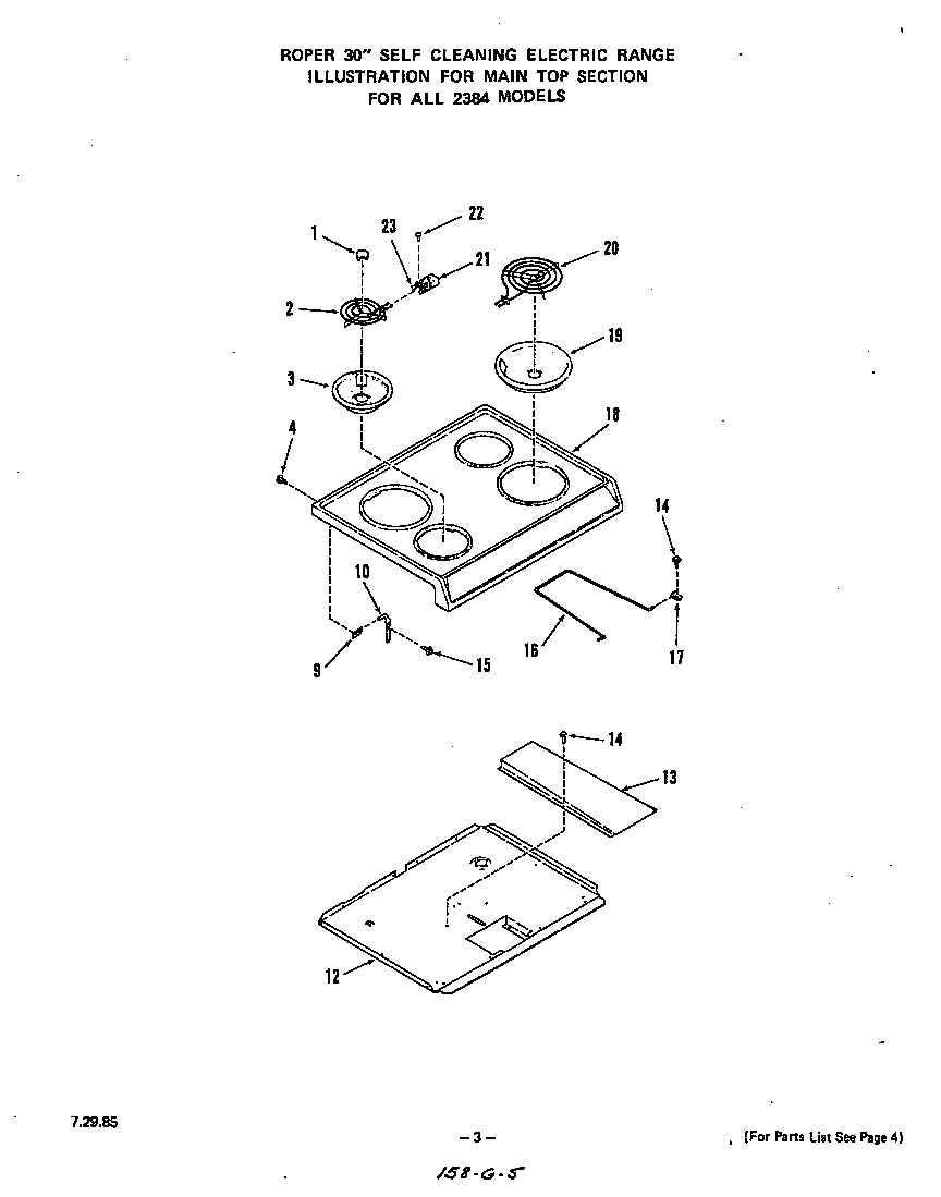Roper 2384W0A main top diagram
