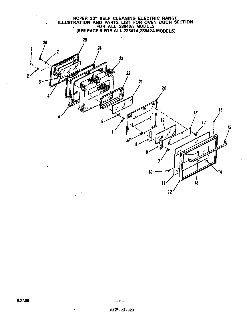 Roper 2384W0A oven door diagram