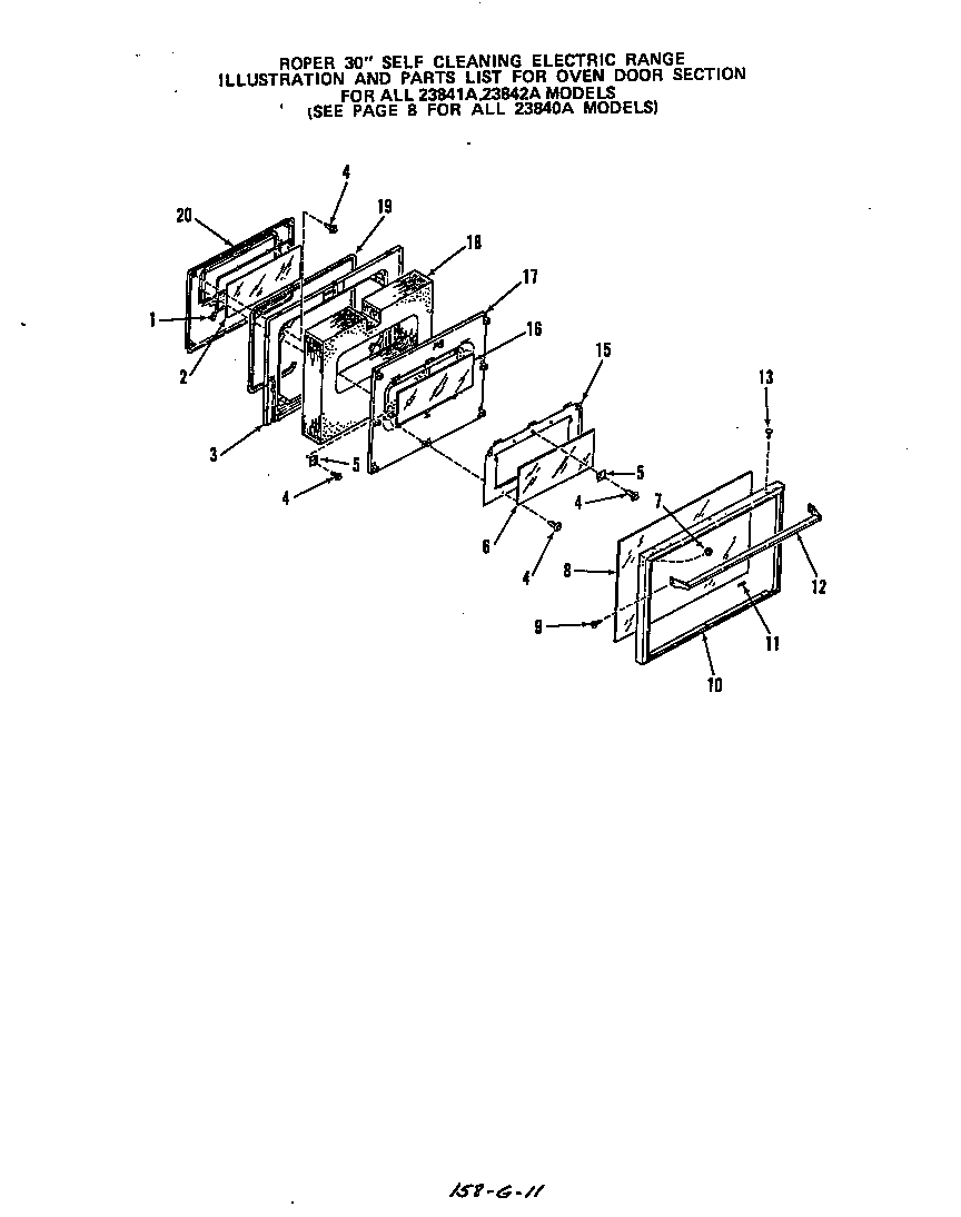 Roper 2384W0A door for 23841a,23842a diagram