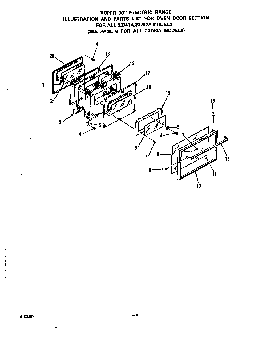 Roper 2374*2A door for 23741a,23742a diagram
