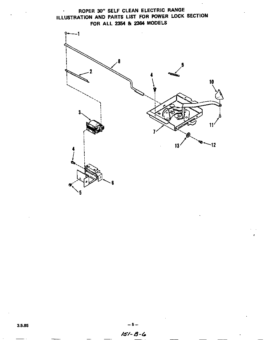 Roper 2364W1A power lock diagram