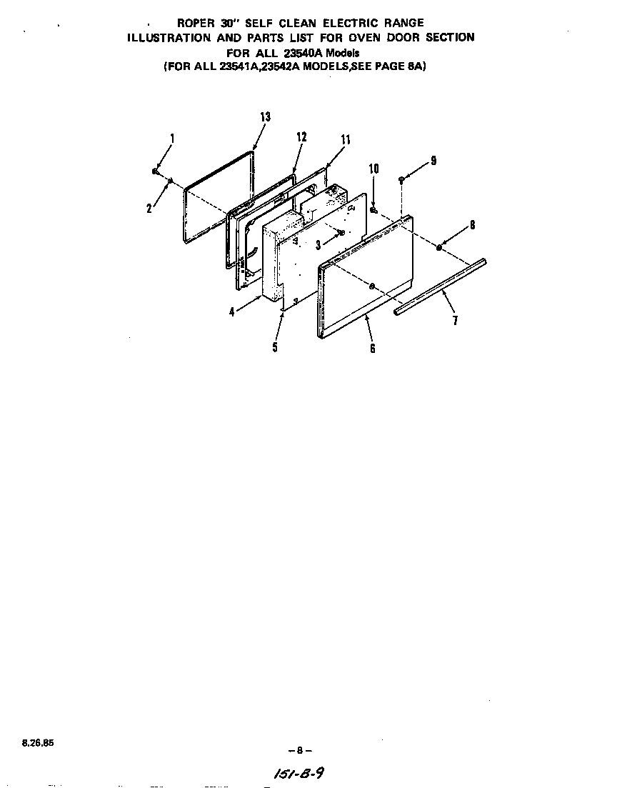 Roper 2364W1A oven doors diagram