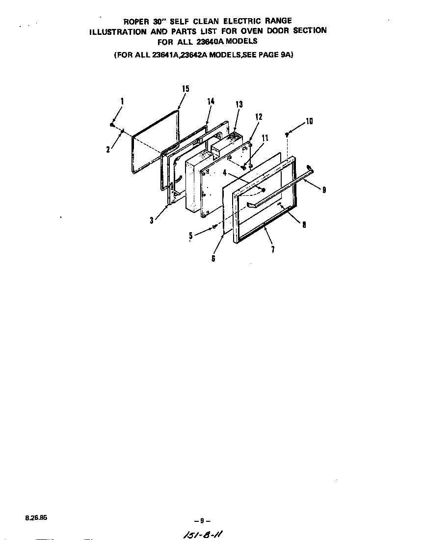 Roper 2364W1A door for 23640a diagram
