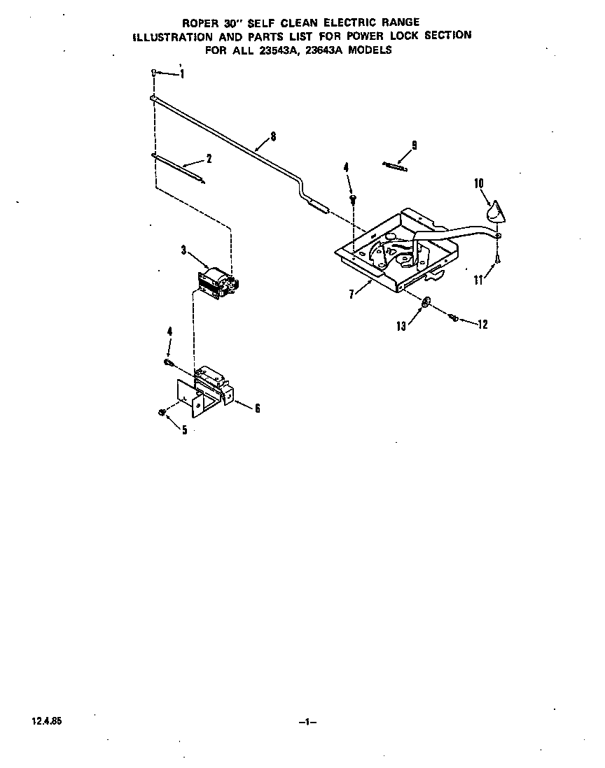 Roper 2354W3A power lock diagram
