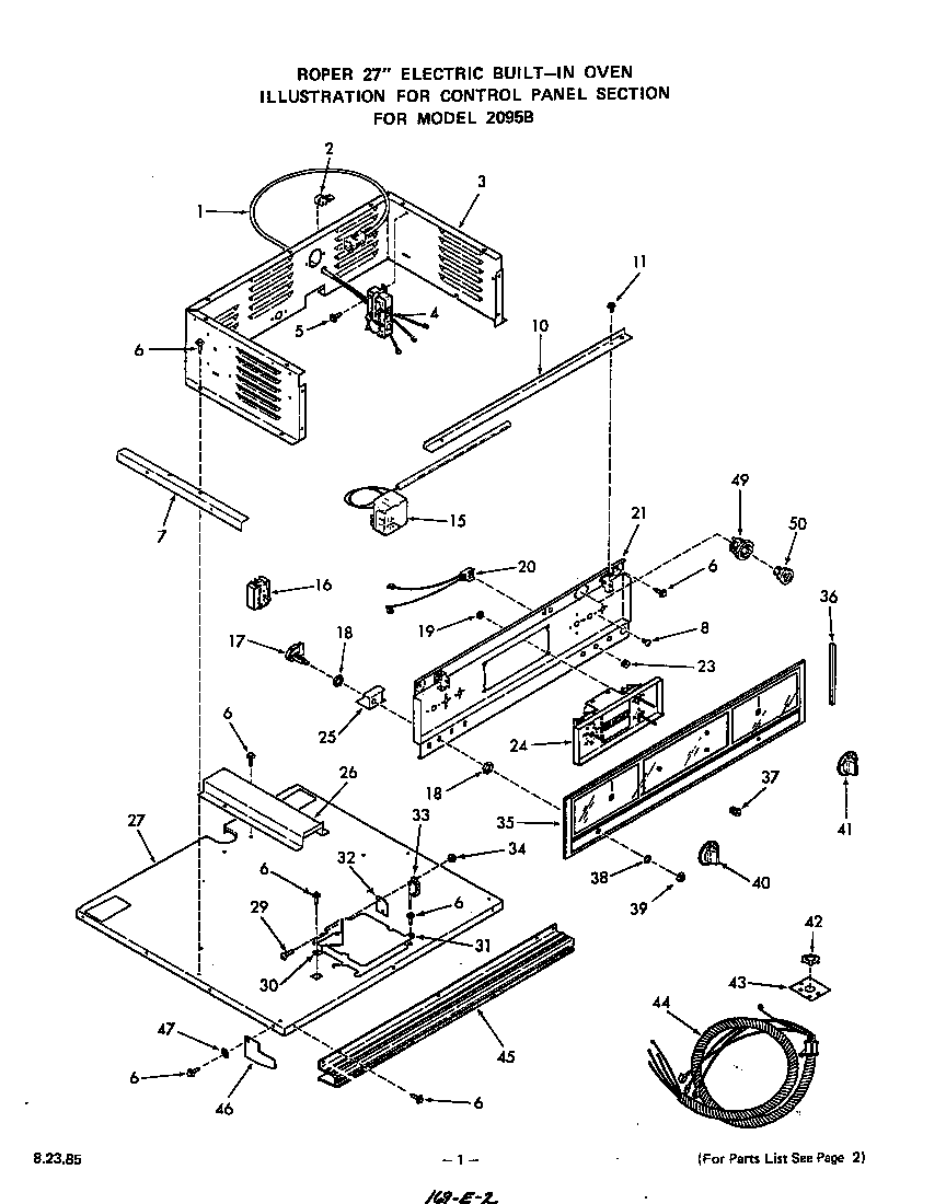 Roper 2095B0A control panel diagram