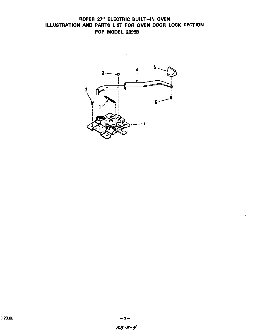 Roper 2095B0A oven door lock diagram