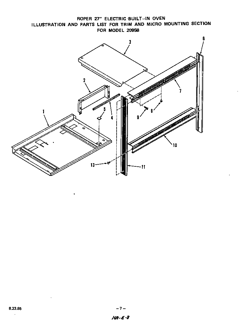Roper 2095B0A trim and micro mounting diagram