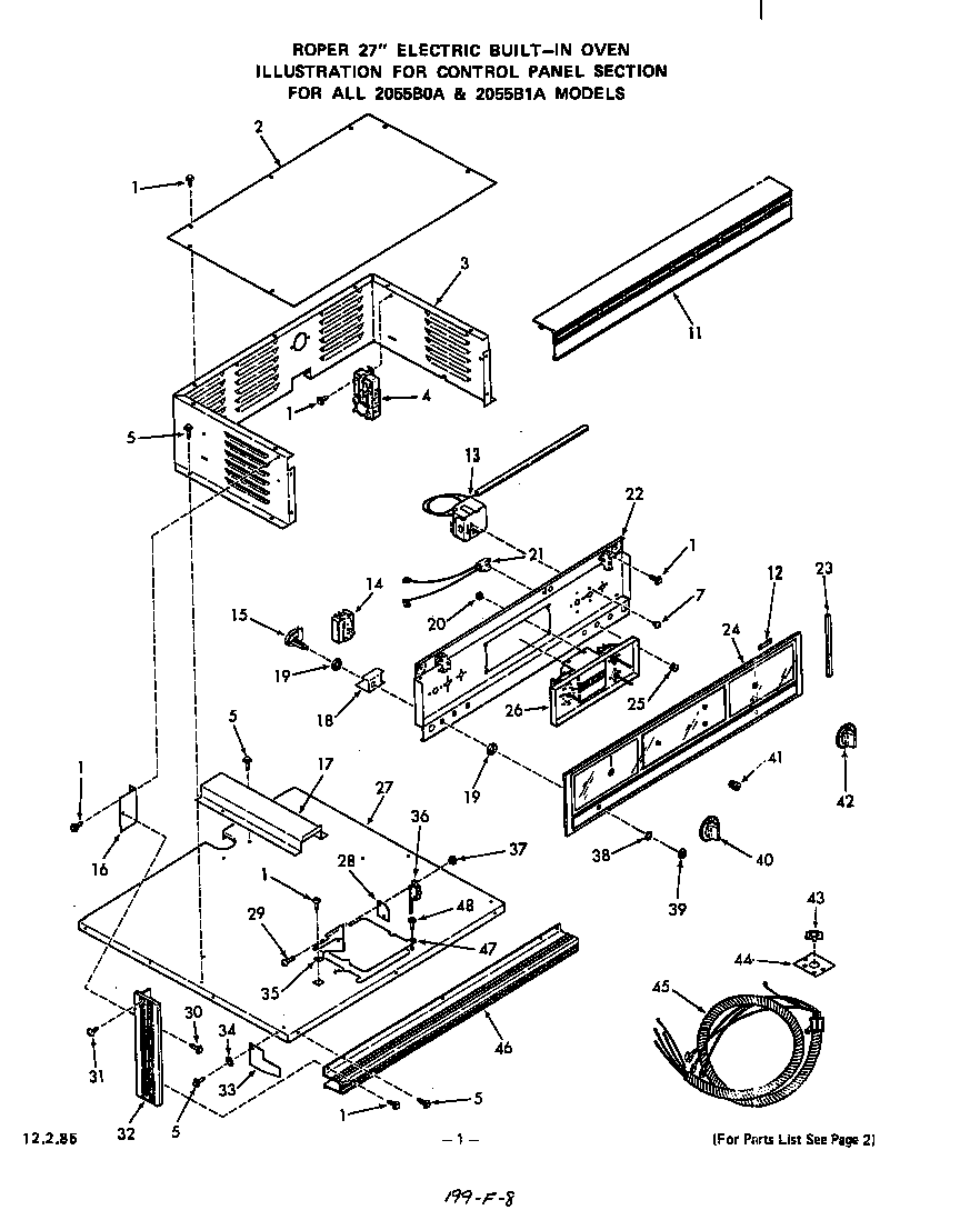 Roper 2055B1A control panel diagram