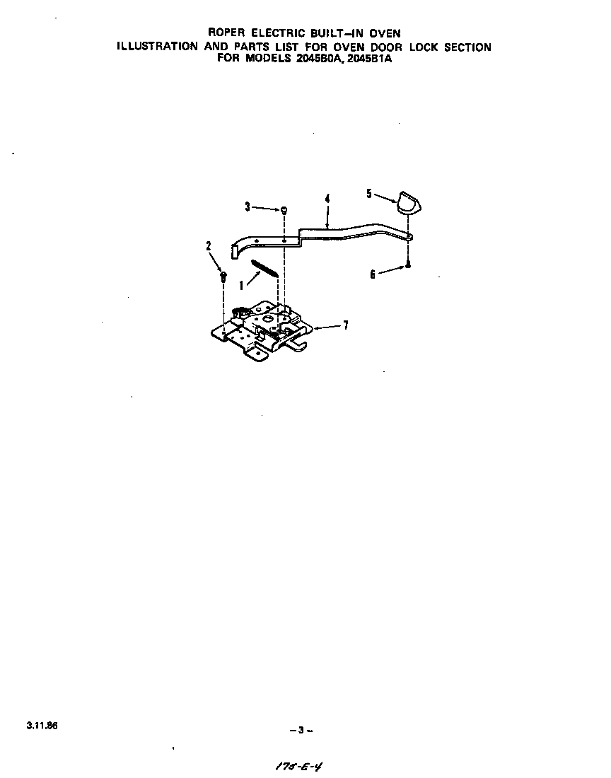 Roper 2045B0A oven door lock diagram
