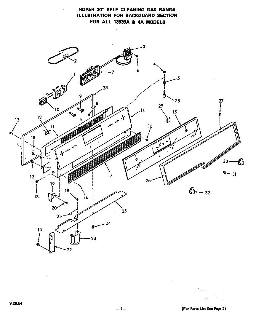 Roper 1353*3A backguard diagram