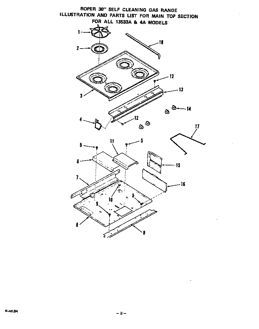 Roper 1353*3A main top diagram