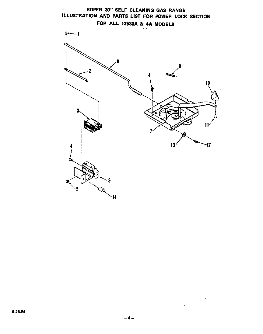 Roper 1353*3A power lock diagram