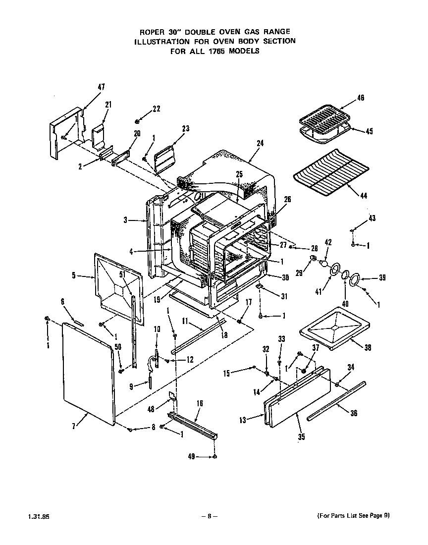 Roper 1765W0A body diagram