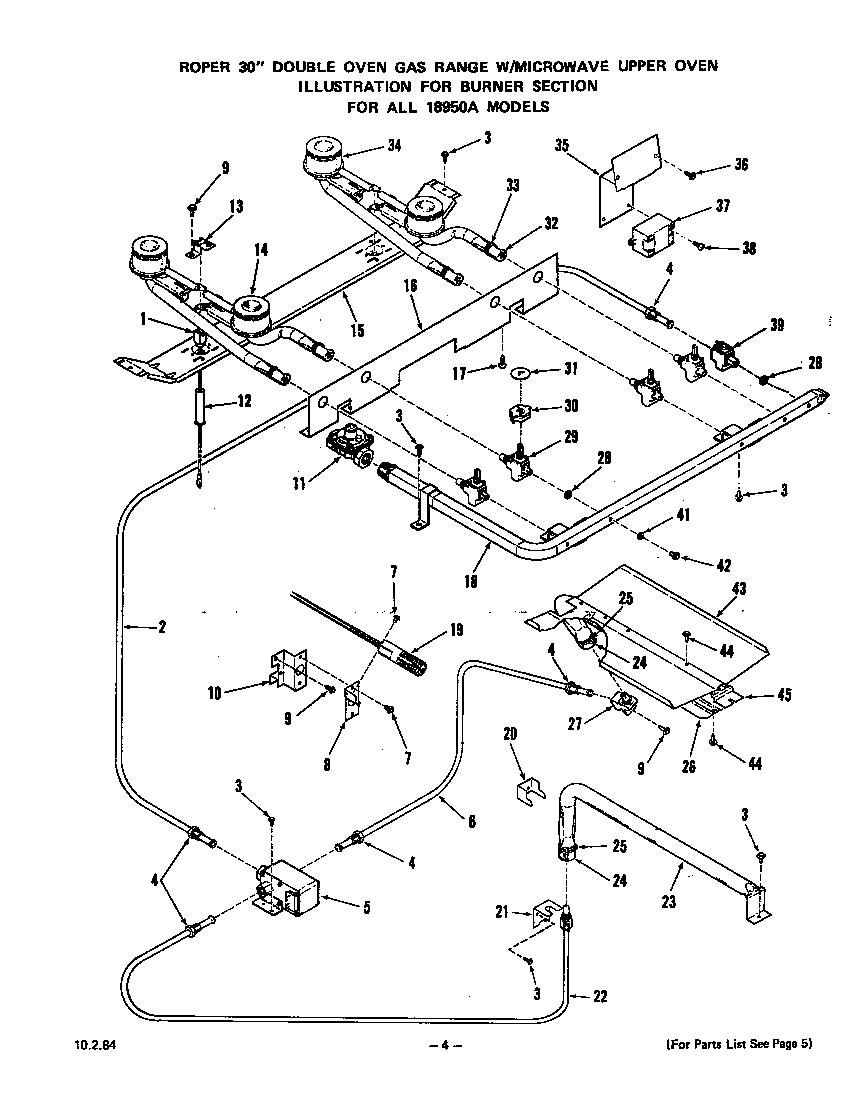Roper 1895W0A burner diagram