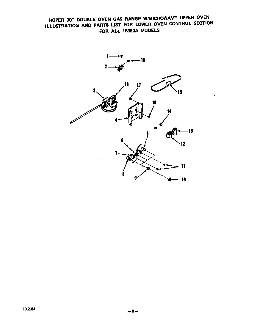 Roper 1895W0A lower oven control diagram