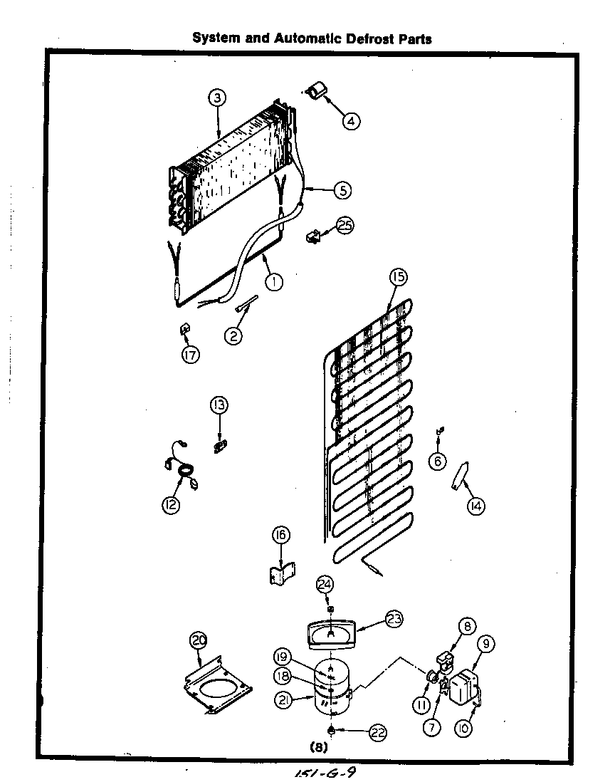 Roper 8617W0A system and automatic defrost diagram