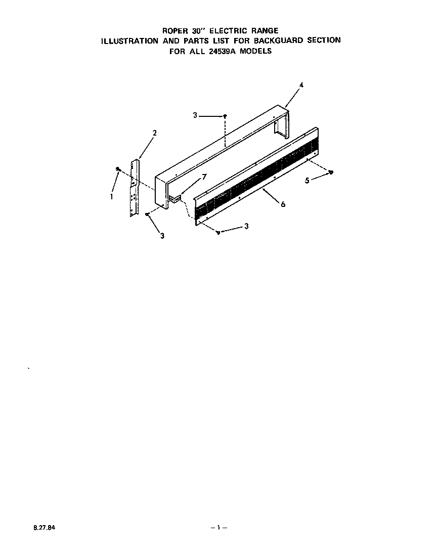 Roper 2453W9A back guard diagram